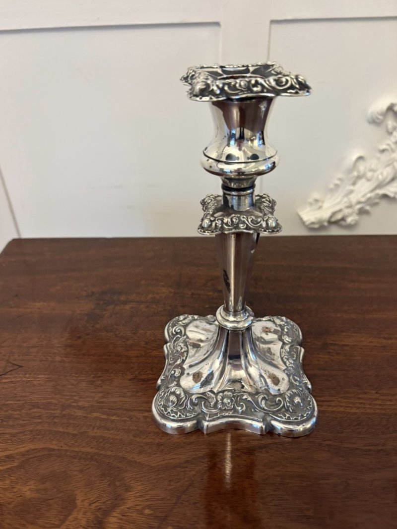 Pair of Antique Edwardian Quality Sheffield Silver Plated Candlesticks - Image 10